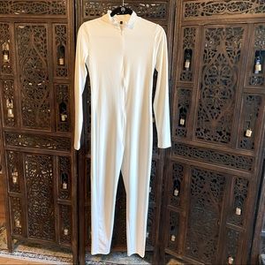 White zip up catsuit
